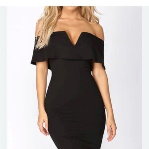 ‼️BOGO SALE‼️🌹Lyla Off The Shoulder Dress Fashion Nova Black Size XS